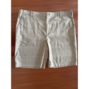 BCG Mens Performance Golf Hiking Casual Dress Shorts Size 40 Taupe Checked EUC